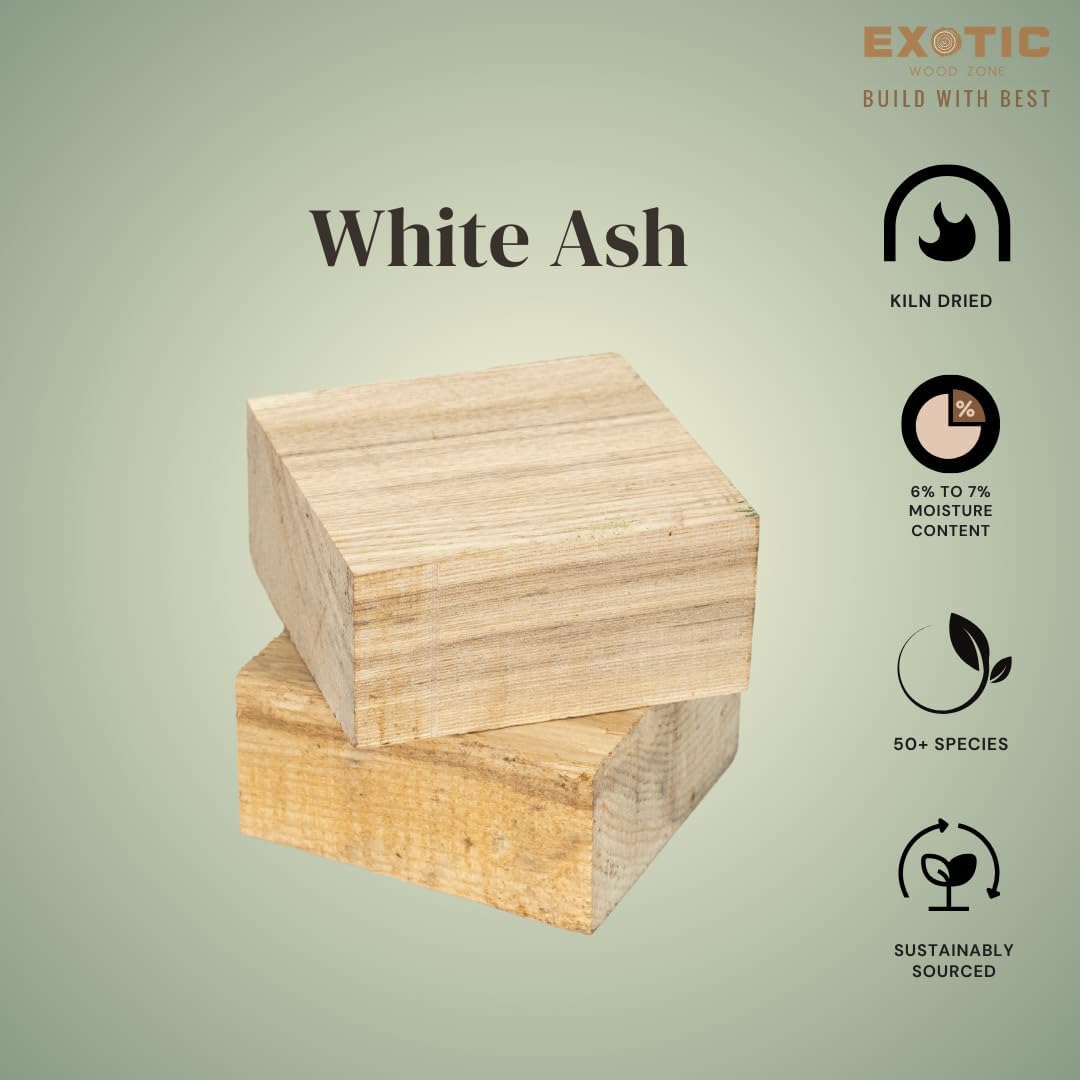 Exotic Wood Zone Pack of 2, Wood Turning Bowl Blanks | Wood Blocks | Hardwood (6" x 6" x 2", White Ash)