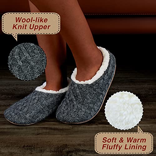 Cosyone1997 2-Pair Thick Warm Fuzzy Slippers For Women Indoor Fluffy Sherpa Lined,Winter House Shoe Socks Non-Slip Soft Soles thumb #2
