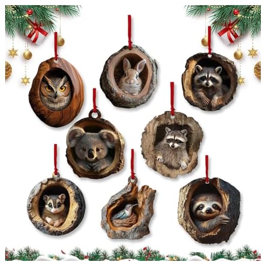 Xiujuers 8 Pièces Ornement de Noël Animal, 2D Ornements De Noël en Forme d'animaux, Decoration Noel Exterieur Interieur, Décor Animalier en Acrylique de Noël, Ornement De Noël en Forme d'animal