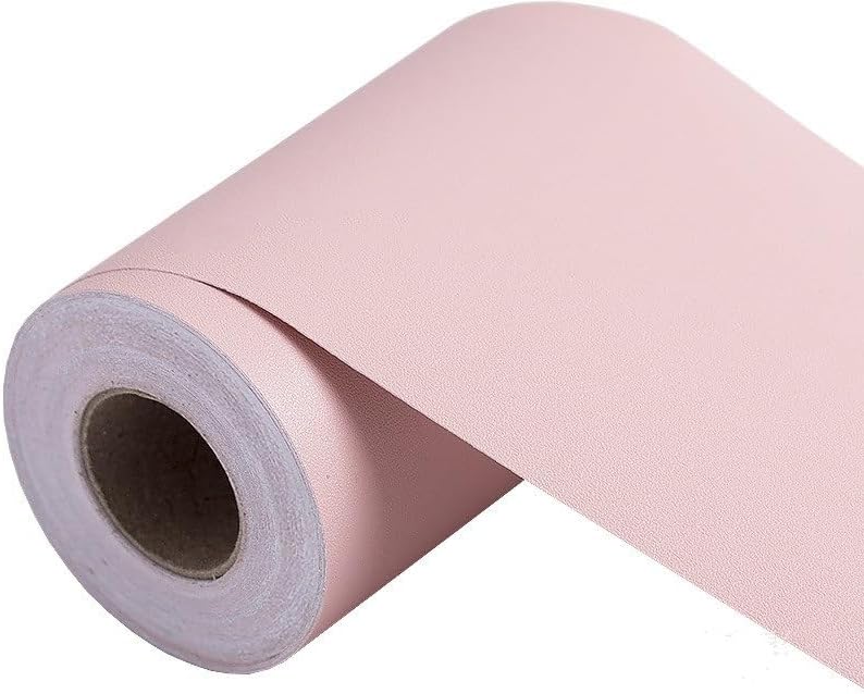 Wallpaper Borders, 5M Self Adhesive PVC Waist Line Pure Color Wallpaper Waterproof Background Wall Border Baseboard Sticker Decal Home Decoration(Pink,15CM Height)