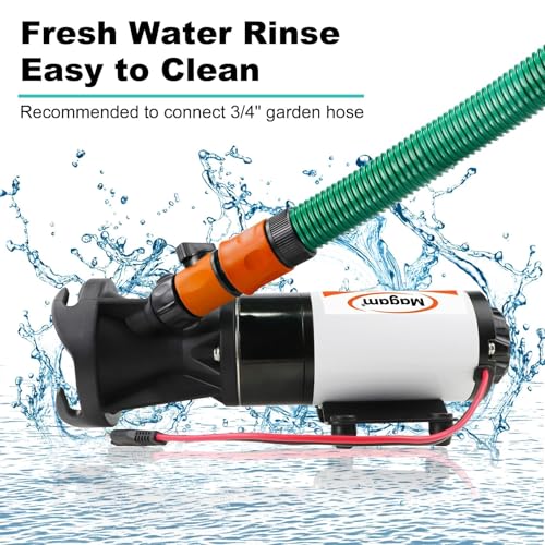 RV Macerator Pump 12V,12GPM Suction 3.2 feet Lift 10 feet with Garden Hose Discharge Port,Quick Release Sewage Pump with Fresh Water Rinse and Manual Crushing Function,for Boat Marine RV Campe by Magam - Image 5