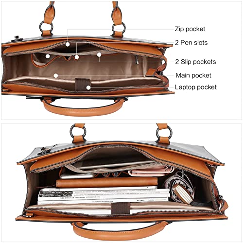 Bostanten Leather Laptop Briefcase For Women Shoulder Bag 15.6 Inch Business Computer Tote #TOP4