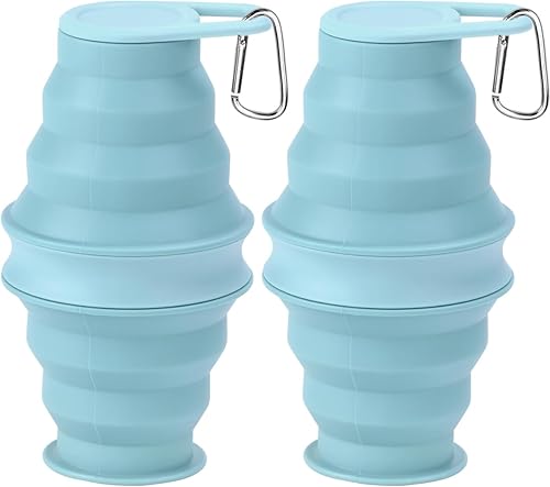 2 botellas de agua plegables, botellas de agua plegables de silicona de 17 onzas, a prueba de fugas, botellas de agua de viaje sin BPA con