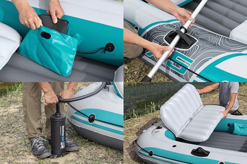 Bestway Hydro-Force Adventure Elite X5 nadmuchiwana tratwa, nadmuchiwana łódź z pompką ręczną, wiosłami, siedzeniami, torbą transportową, pięcioosobową