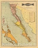 Historic Pictoric Map : Mexico, Baja California (Mexico) 1886 Baja California, Atlas, Antique...