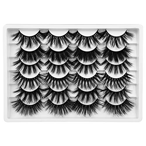 Newcally False Eyelashes 20MM Dramatic Faux Mink Lashes Pack 12 Pairs 6 Styles Fake Eye Lashes Thick Long Fluffy Volume Soft Crossed Handmade Reusable Lashes Multipack