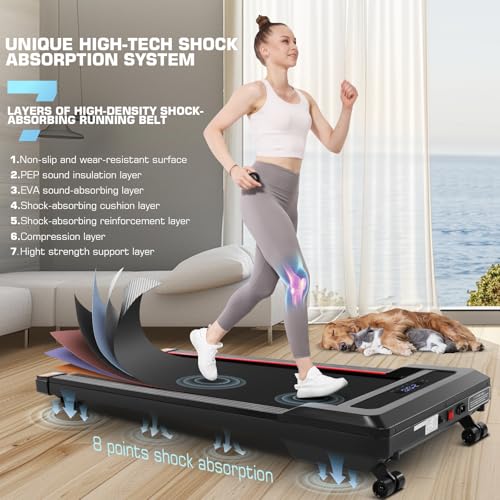 Image of ANCHEER Treadmill with 12% /15% Incline, Folding Walking Pad with Handle Bar, 320-450lb Capacity Under Desk Foldable 3.5HP Treadmills for Home /Office /Gym,Installation-Free