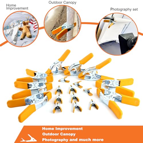 Wellmax 18PC Heavy Duty Spring Clamps Set - Large Metal Clamps for Woodworking, Photo Booth, and More - Includes 10pc 2in, 8pc 6in Clamps - Thumbnail 6