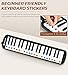 Vangoa 37 Key Melodica Musical Instrument Soprano Melodica Air Piano Keyboard with Carrying Bag, 2 Mouthpieces, Wipe Cloth, Key Stickers, Black
