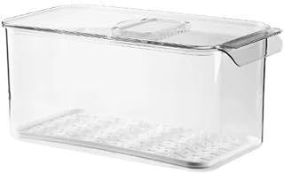 Storage Jars Fresh-keeping Box Fridge Sub-Packaging Box with Drain Partition Refrigerated Sealing Storage Box for Fruit Kitchen Food, Clear