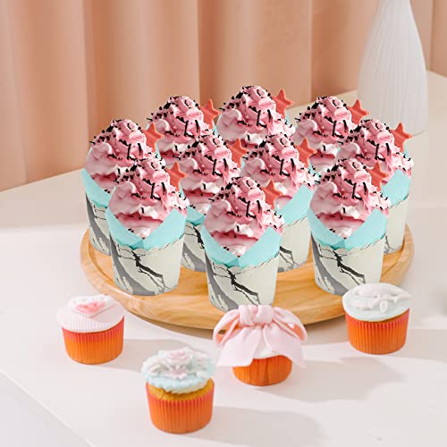 150 Pcs Tulip Cupcake Liners Baking Cups Muffin Liners, Grease Resistant Baking Cupcake Papers Liners For Weddings, Birthdays, Party, Holiday Celebration (Solid Color-Green Blue Pink) #TOP6