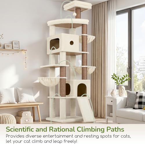 Globlazer F83C Heavy Duty Tall Cat Tree, 83in Multi-Level Tower, Beige by Globlazer - Used condition - US$112.56