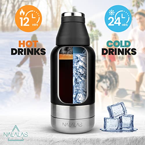 Nalalas 3 In 1 Portable Dog Water Bottle - Large 32Oz Insulated Water Bottle With Travel Dog Water Bowl & Food Bowl - Dog Travel Water Bottle Portable Dog Bowl - Water Bottle For Dogs On The Go #TOP5