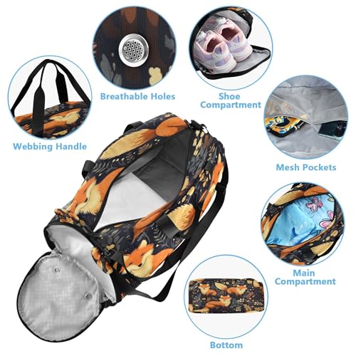 Fox Youth Sports & Travel Duffle Bag with Shoe Compartment,Waterproof Gym Bag for Girls and Boys (Overnight Essentials Organizer)4