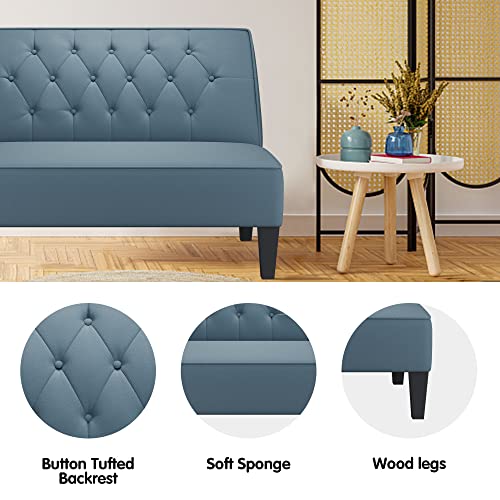 annjoe Button Tufted Loveseat Settee Upholstered Sofa Backrest Buckle Couch Banquette Bench for Dining Room Living Room Bedroom Funiture-Blue by annjoe - Image 5