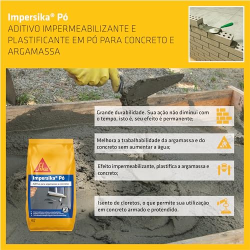 Sika - Impermeabilizante - ImperSika Pó cinza - Concreto e argamassa - Alta durabilidade – Saco 1kg