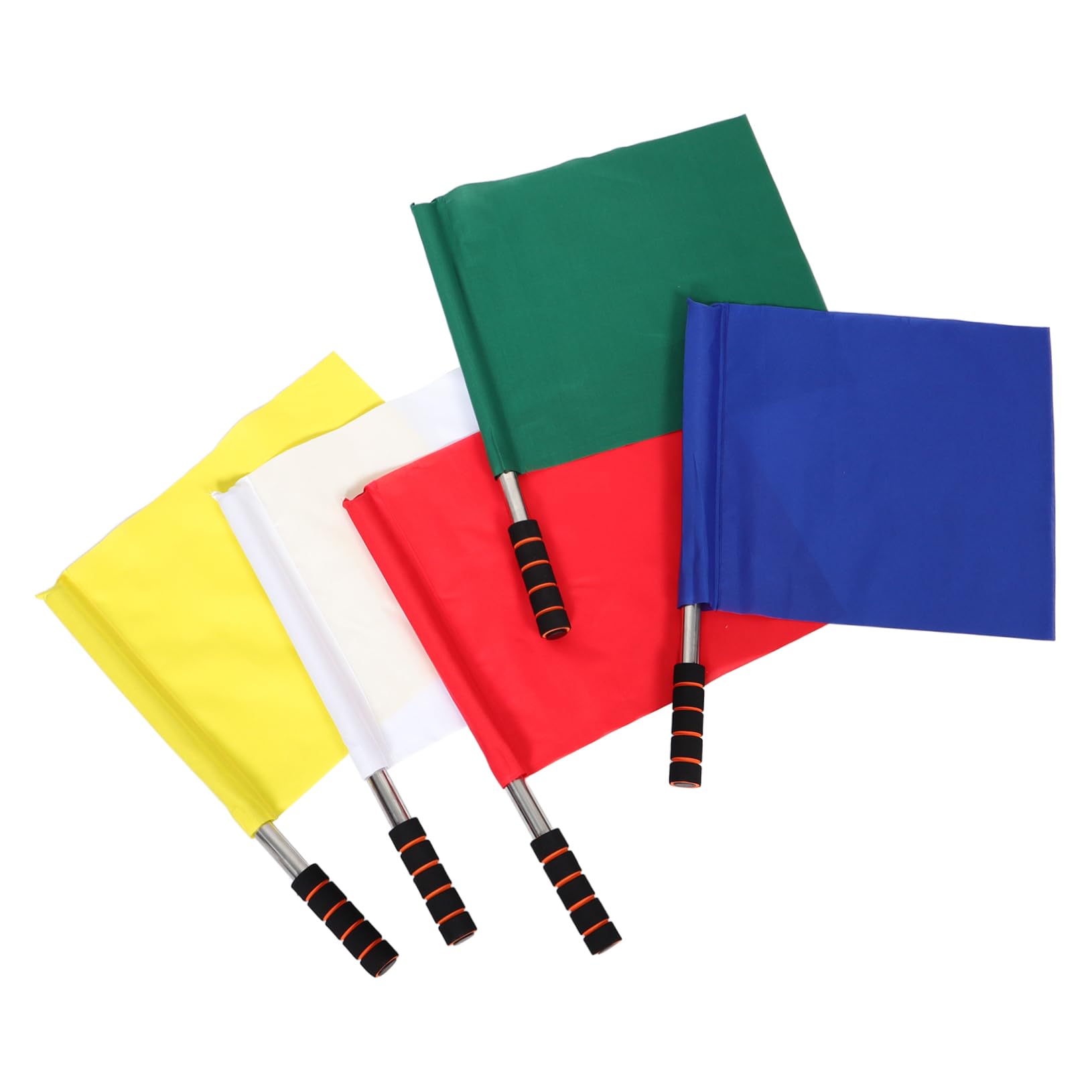 GOOHOCHY 5pcs Handheld Sports Signal Flags Set with Stainless Steel Pole High Visibility Referee Flags for Soccer Football and Competition Use Durable Quality Craftsmanship Vibrant Colors
