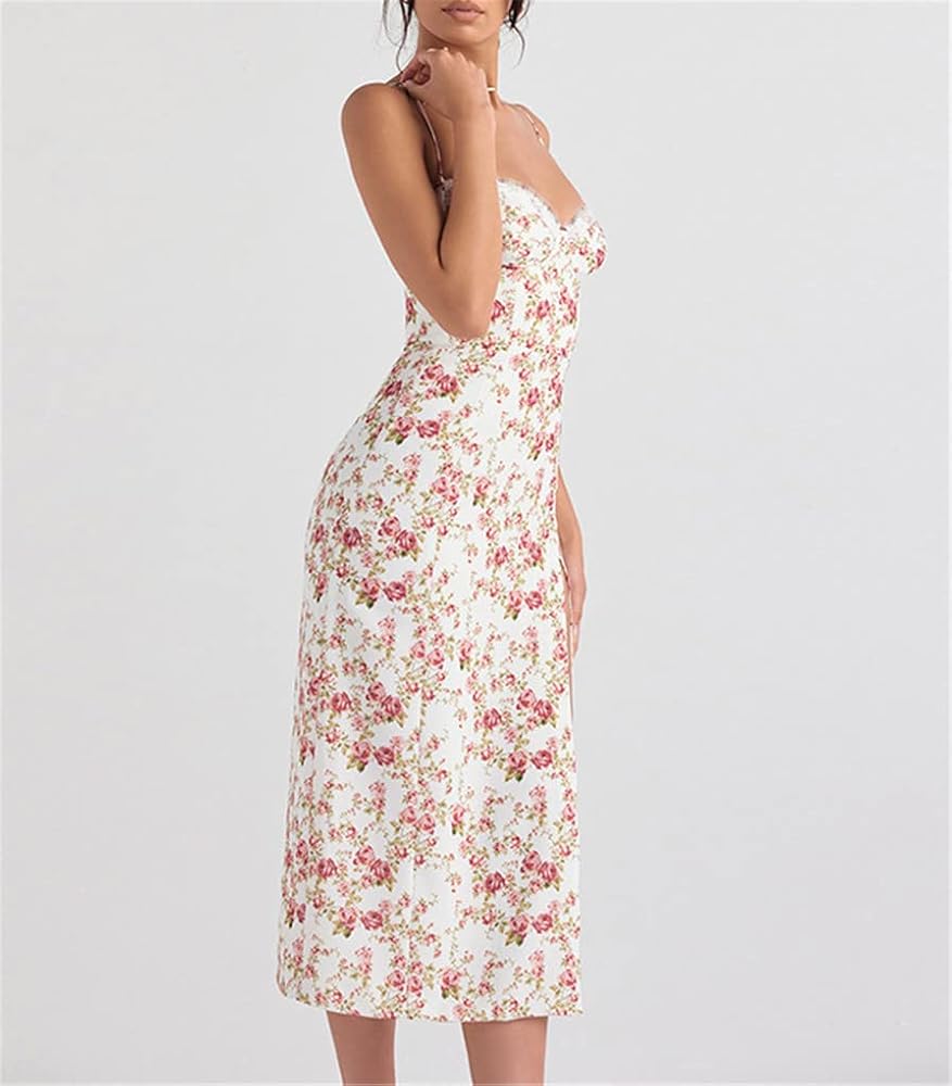 Zenlonr Women's Summer Maxi Dress - Spaghetti Strap, V-Neck With Cutout, High Split & Pockets - View #10