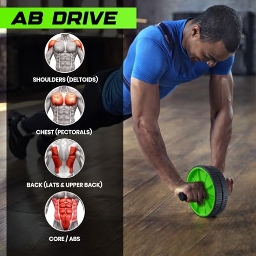 Image of Jaspo AB Drive Abs Roller Wheel with Stainless Steel Rod for Men & Women - Core Strength Training Abdominal Workout Equipment for Home Gym