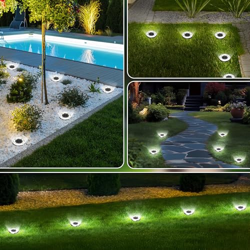 INCX Solar Ground Lights,16 Pack Solar Lights Outdoor Waterproof, Solar Garden Lights Landscape Lighting for Patio Pathway Lawn Yard Deck Driveway Walkway, Cold White - Image 6