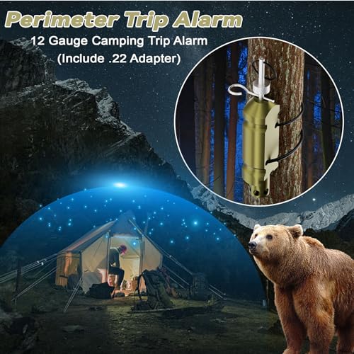 GLKTRS Perimeter Trip Alarm with 22 Cal Loads Adapter, Camp Safe 12 Gauge Camping Trip Wire Alarm,Early Warning Security System Accessories for Camping and Property Safety/Bear Deterrent (Green)