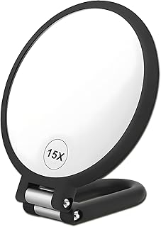 Espejo de mano negro con aumento de doble car...