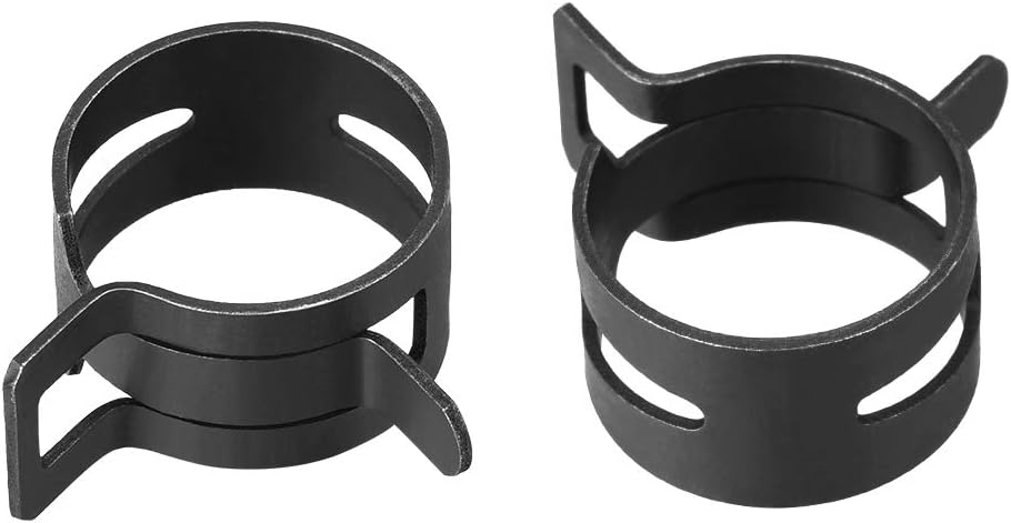 uxcell Steel Band Clamp 19mm Inner Dia Fit 19.5-20.2mm OD Hose Spring Band Type Action Fuel Line Silicone Tube Clip Clamp Black 10Pcs