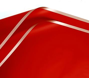 Leoyoubei 20 Sheets Flower Gift Wrapping Paper,Waterproof Gift Packaging or Gift Box Packaging,Florist Bouquet Wraps Material,Double Sided Packaging Paper BulkGold Edge-Red