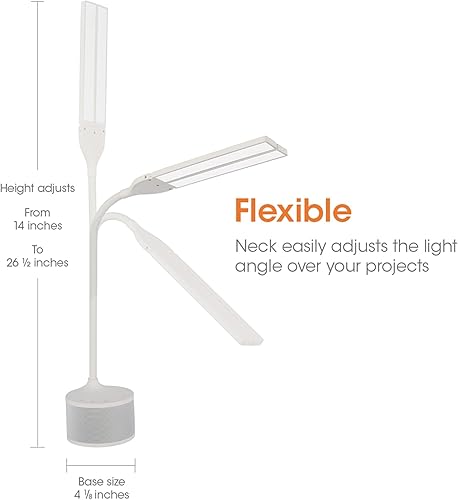 Miniatura 6 de OttLite Lámpara de escritorio LED con doble cabezal y altavoz Bluetooth, regulable con control táctil y modos de color, puerto de carga USB, LED de