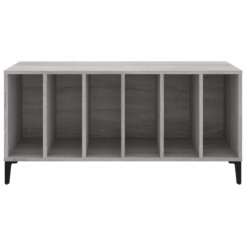 IKAYAA Mueble de Discos de Madera con Patas Metálicas 100x38x48 cm, Tocador de Vinilo, Estantería para CD - Gris Sonoma