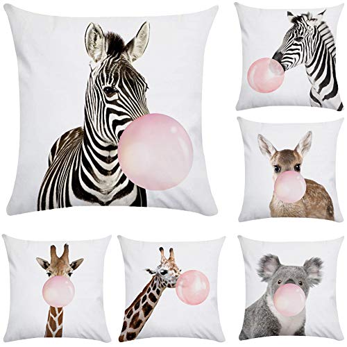 Linglingjiang Custom Zippered Throw Pillow Covers Funny Koala Giraffe Zebra Balloon Pillowcase 18"X 18" Twin Sides Style 2 #TOP1
