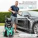Pressure Washers, Area Coverage: 50㎡/h,Pressure:max.145 bar, Flow Rate:420 l/h, with Hose Reel, Foam Cannon and Adjustable Nozzles, High Pressure Washer for Cars, Fences, Patios and Driveway