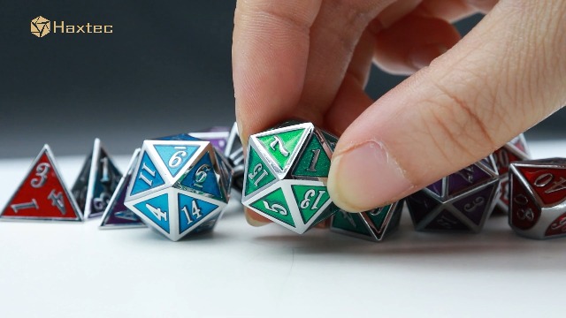 Haxtec Fire-Themed D&D Dice Set - 7-Piece Sharp Edge Polyhedral Dice In Metal Case