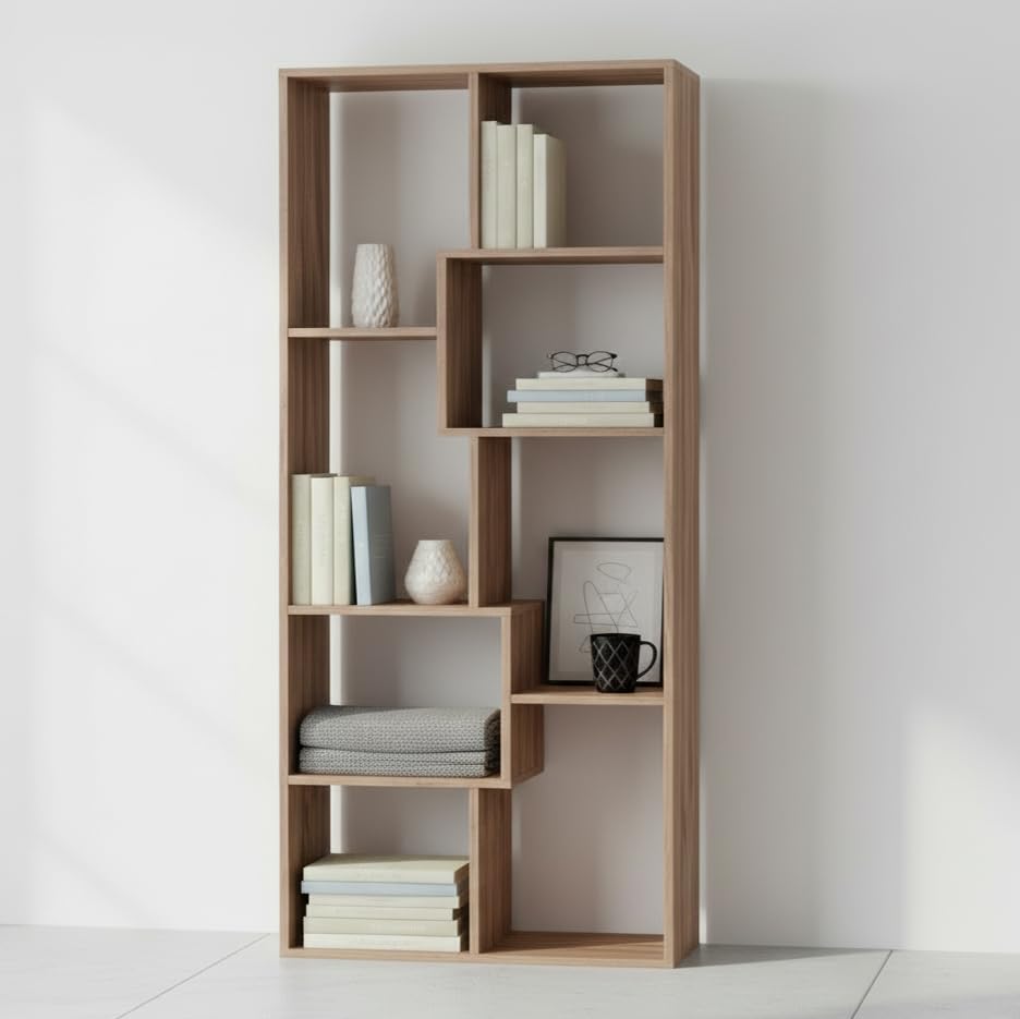 Burlyworth MD Wooden Bookshelf Bookcase Rack Open Storage Shelf Organizer for Decor Plants & Office Files Engineered Wood Book Shelf for Home Living Bed & Studyroom Exotic Teak Finsh-image-17