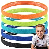 Awumbuk Stirnband Sport Kinder, 5 Stück Elastisch Dünn Haarband Sport für Jungs & Mädchen, Rutschfest Silikongriff Sportstirnband Schweißband Stirn für Fußball, Laufen, Tanzen, Basketball - Mehrfarbig
