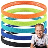 Awumbuk Sportliches Haarband, Dünn, Elastisch, für Jungen, 6er-Pack, Mehrfarbig (Orange)
