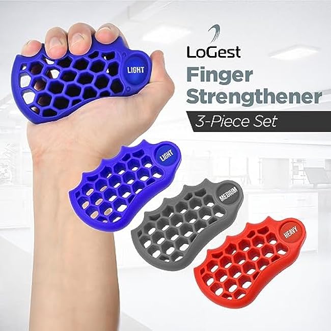LoGest 3 Pack - 4 Pack Hand Strengthener Devices Ball Exercisers - 4 Level optioen Set for Therapy, Arthritis and Carpal Tunnel - Lightweight Training Equipment Targets Fingers Wrist Hand Exercisers