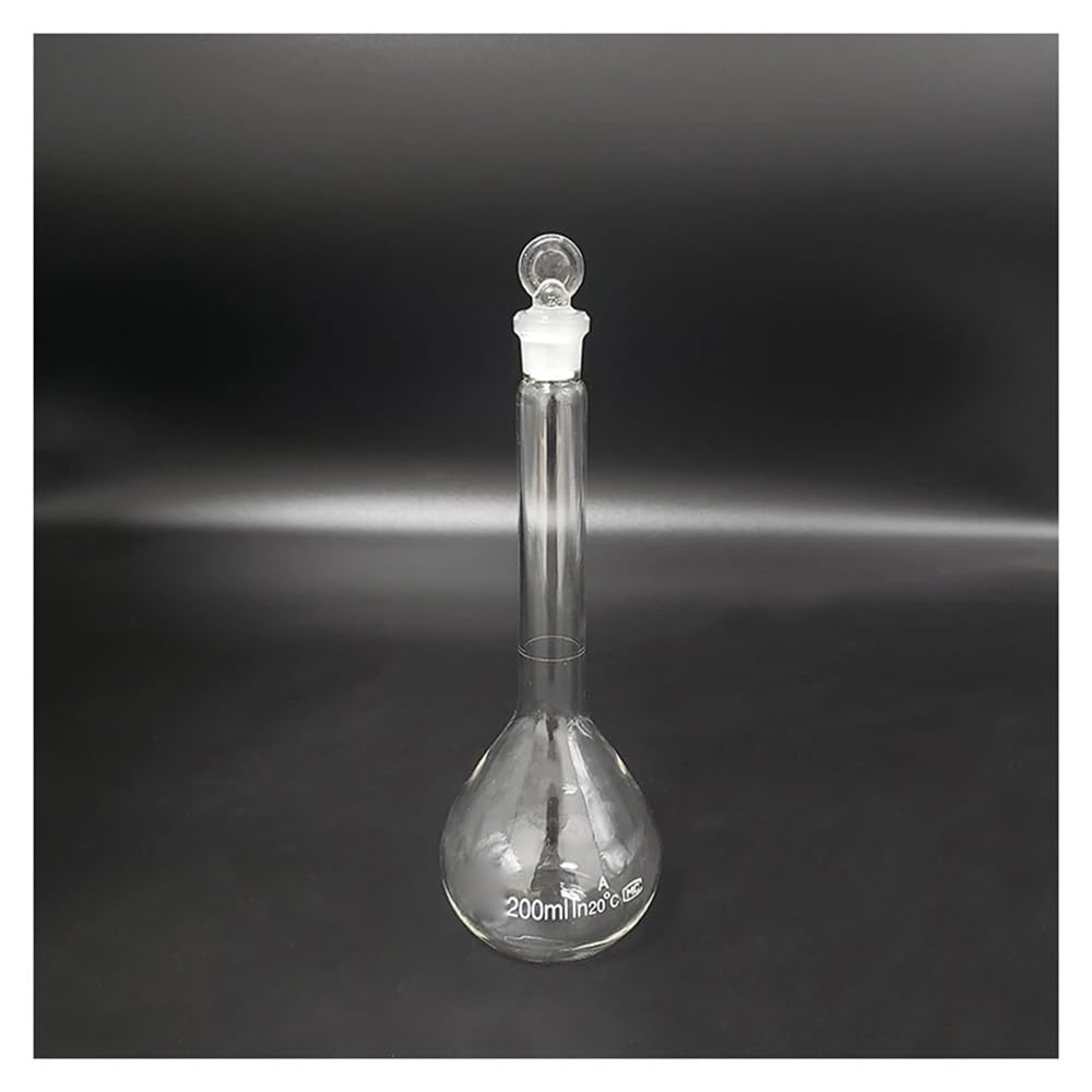 Cristalería de Laboratorio Matraz aforado con tapón de 5 ml/10 ml/25 ml/50 ml/100 ml/200 ml/250 ml/500 ml/1000 ml/2000 ml(200ml)