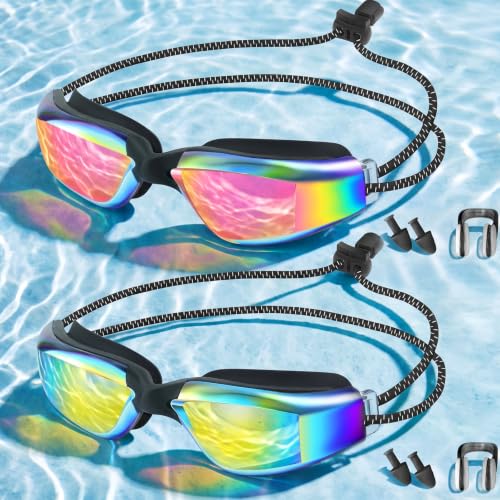 Kids Swim Goggles, 2-Pack with Bungee Strap