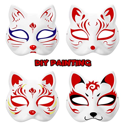 TOYANDONA 10 Pack DIY Blank Masks Paintable Paper Mask, White Cat Half - Image 4