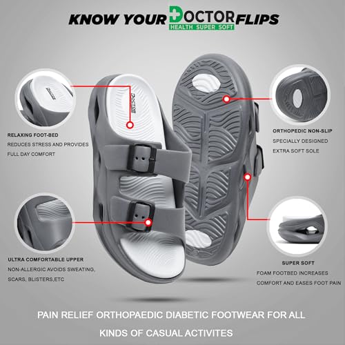 Image of DOCTOR HEALTH SUPER SOFT Men EVA Double Strap Sandals | Adjustable Buckle Comfort Slides | Lightweight Anti-Slip Casual Sandals for Indoor Outdoor Everyday Wear