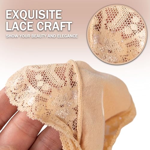 6 Pairs,No Show Socks,Non Slip Lace Invisible Socks,Women No Show Lace Boat Socks,Women Lace Boat Sock,Ladies Ultra Low Cut Liner Socks,for Sneaker Loafers,Lace Boat Socks for Sneakers High-heel Shoes3