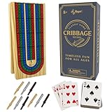 Regal Games Cribbage Board Game Set w/Storage - Fun Table Game with Wooden Board for Adults & Kids - 9 Metal Pegs, Deck of Playing Cards & 2-4 Player Games - Ideal for Game Night, Travel (Ages 8+)
