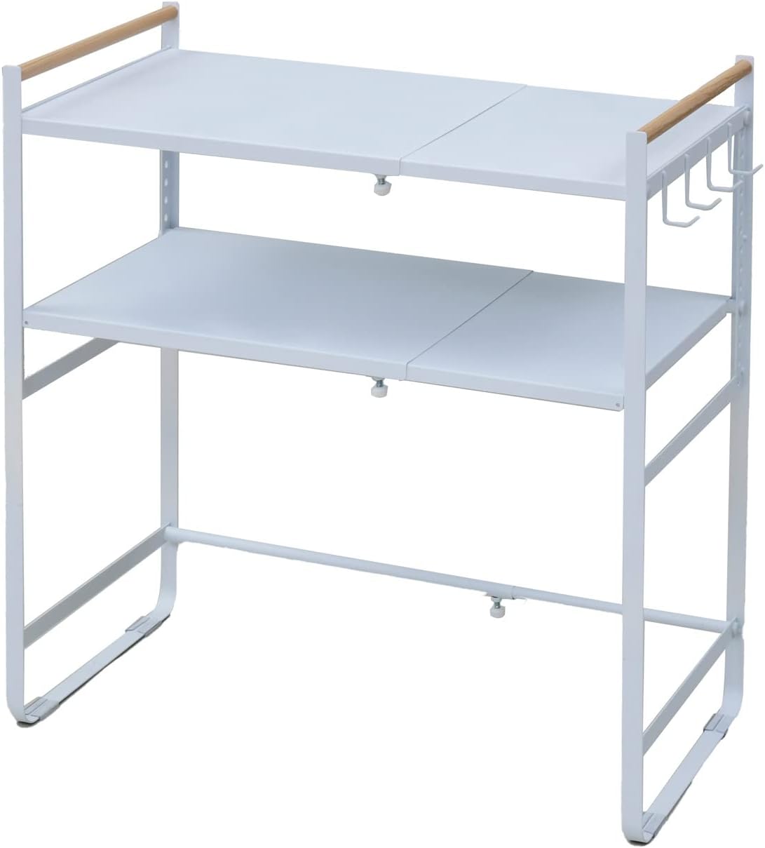 Yamazen DRR-732(SWH) Range Top Rack, Extendable Width, 15 Levels of Shelf Height, 2 Shelves, Includes Hooks, Width 18.1-28.7 x Depth 14.0 x Height 27.6 inches (46-73 x 35.5 x 70 cm), Assembly