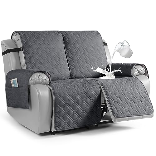 Image of VANSOFY Waterproof Recliner Couch Covers Washable, Dark Gray,2 Seater XL | 1-Piece, Non-Slip with Elastic Straps, Sofa Cover with Pocket for Dogs, Pets