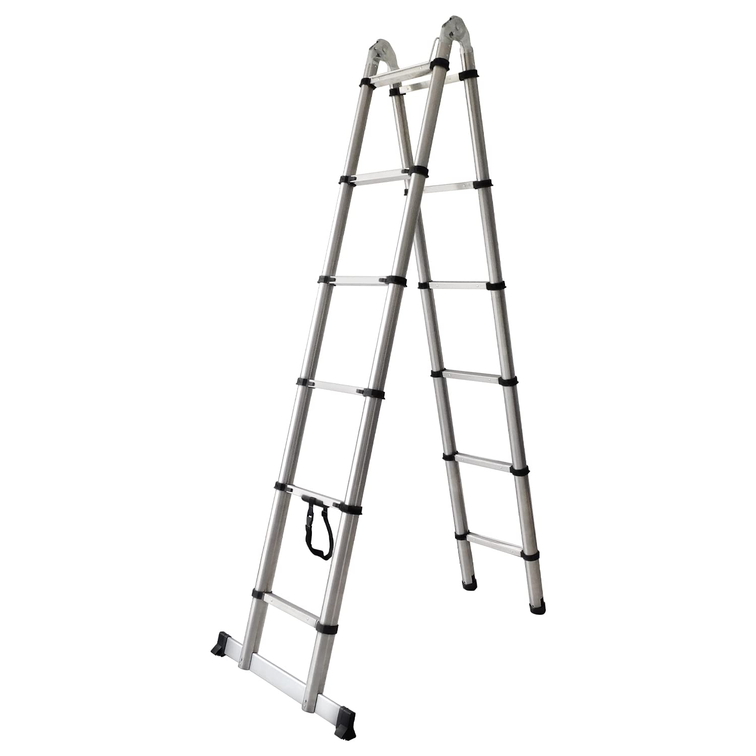3,8 m (1,9 + 1,9 cm), drabina teleskopowa, drabina ze stali nierdzewnej, składana drabina do przyczepy kempingowej/strychu/biura/domku towarowego, drabina uniwersalna, łatwa do przenoszenia, obciążenie 150 kg