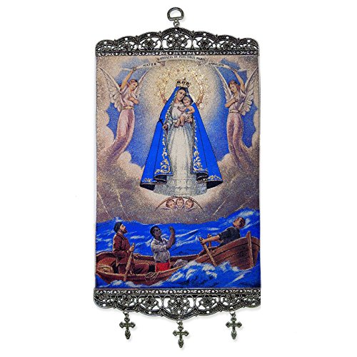 Religious Gifts Our Lady of Charity Our Lady of El Cobre Tapestry Icon Banner 17 Inch