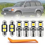 13pcs White LED Interior Lights Bulb Kit for Toyota Land Cruiser 1990 1991 1992 1993 1994 1995 1996 1997 Map Dome Lights Super Bright 6000K White LED Interior Light Bulbs + Install Tool