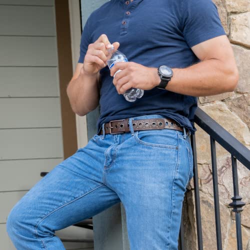 Nickel Smart Brown Studded Belt - 34" #TOP2