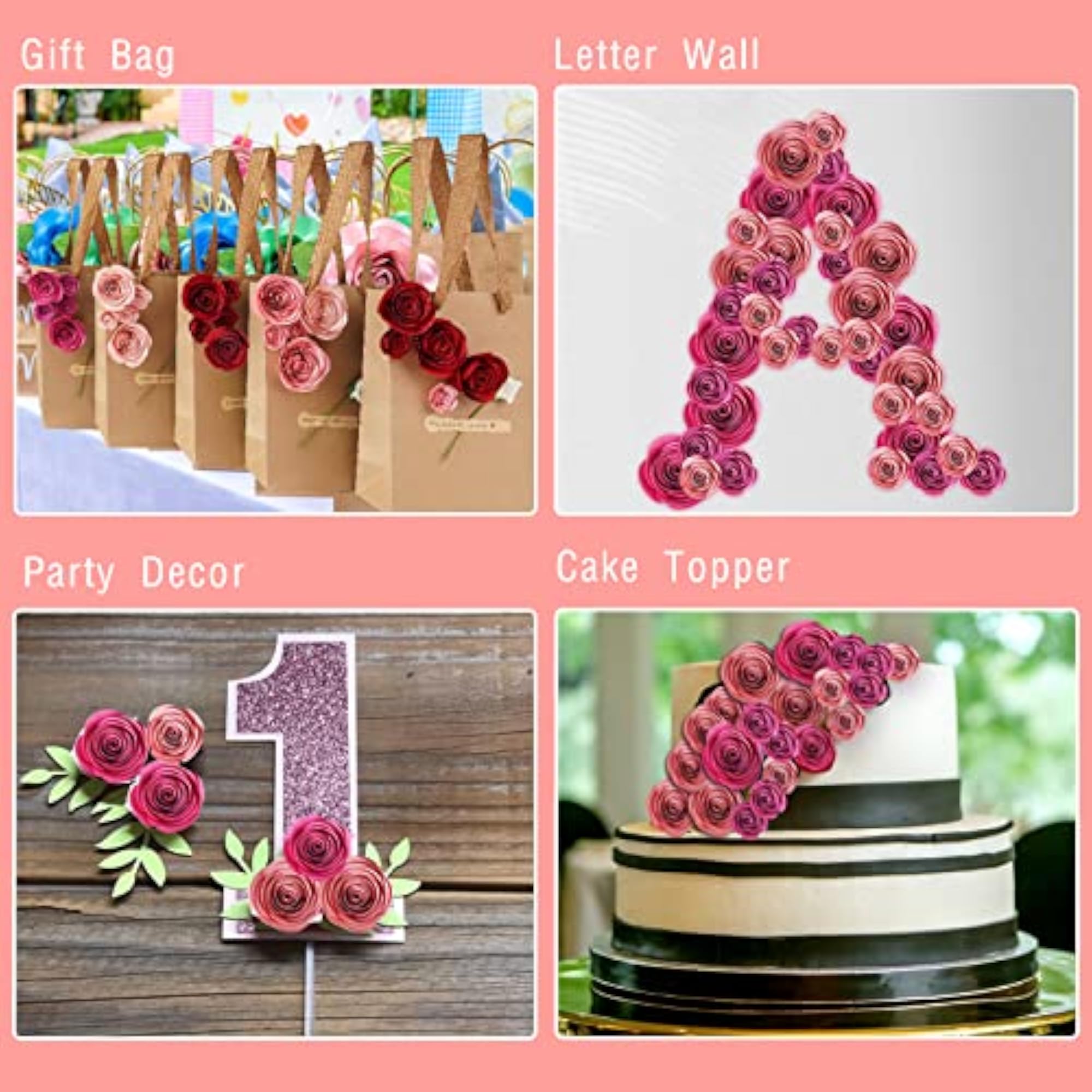 3D Small Paper Flowers Decorations, Birthday Cake Topper